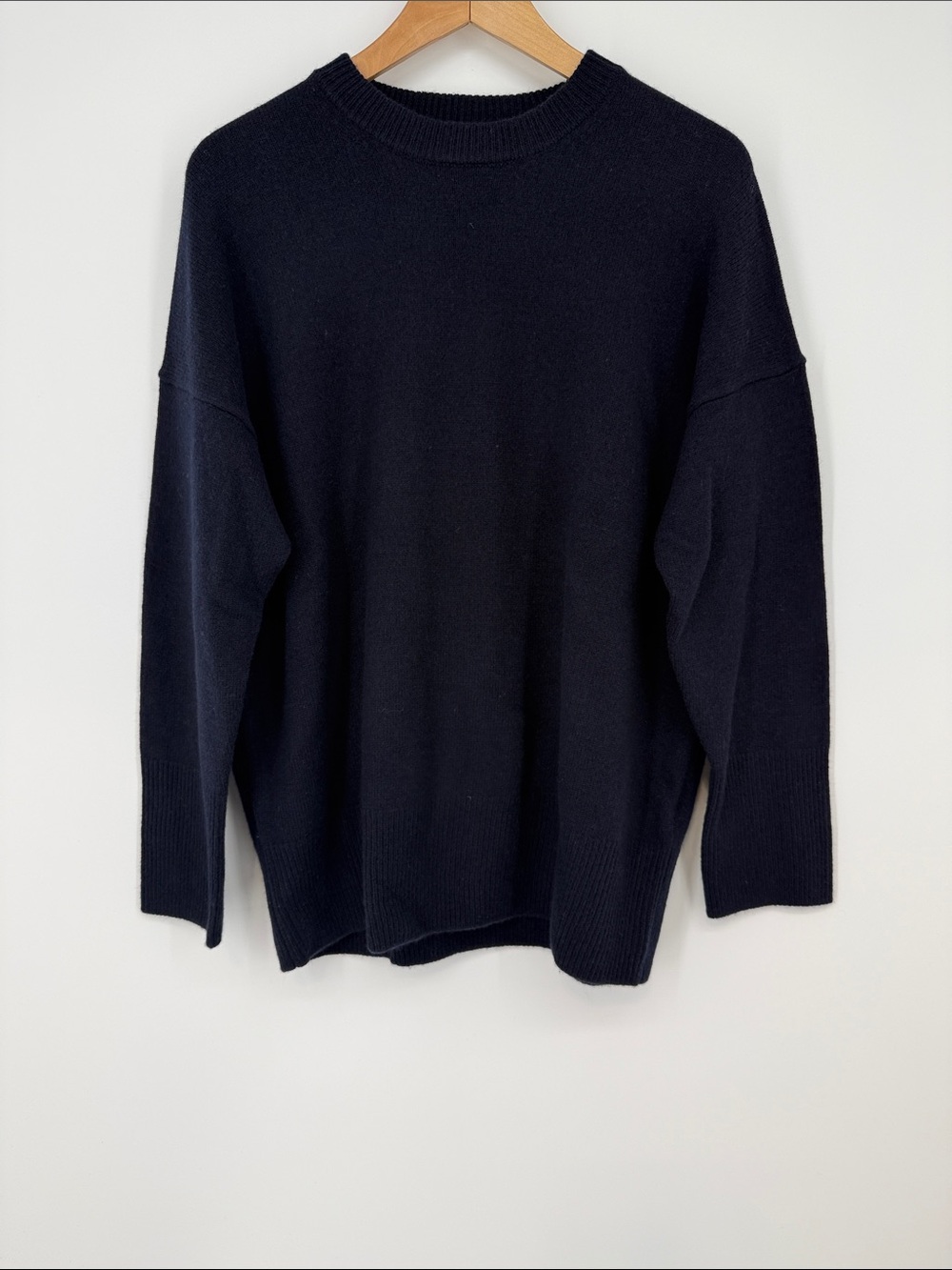 Massimo Dutti Men's Crewneck Wool/Cashmere Sweater - Dark Navy